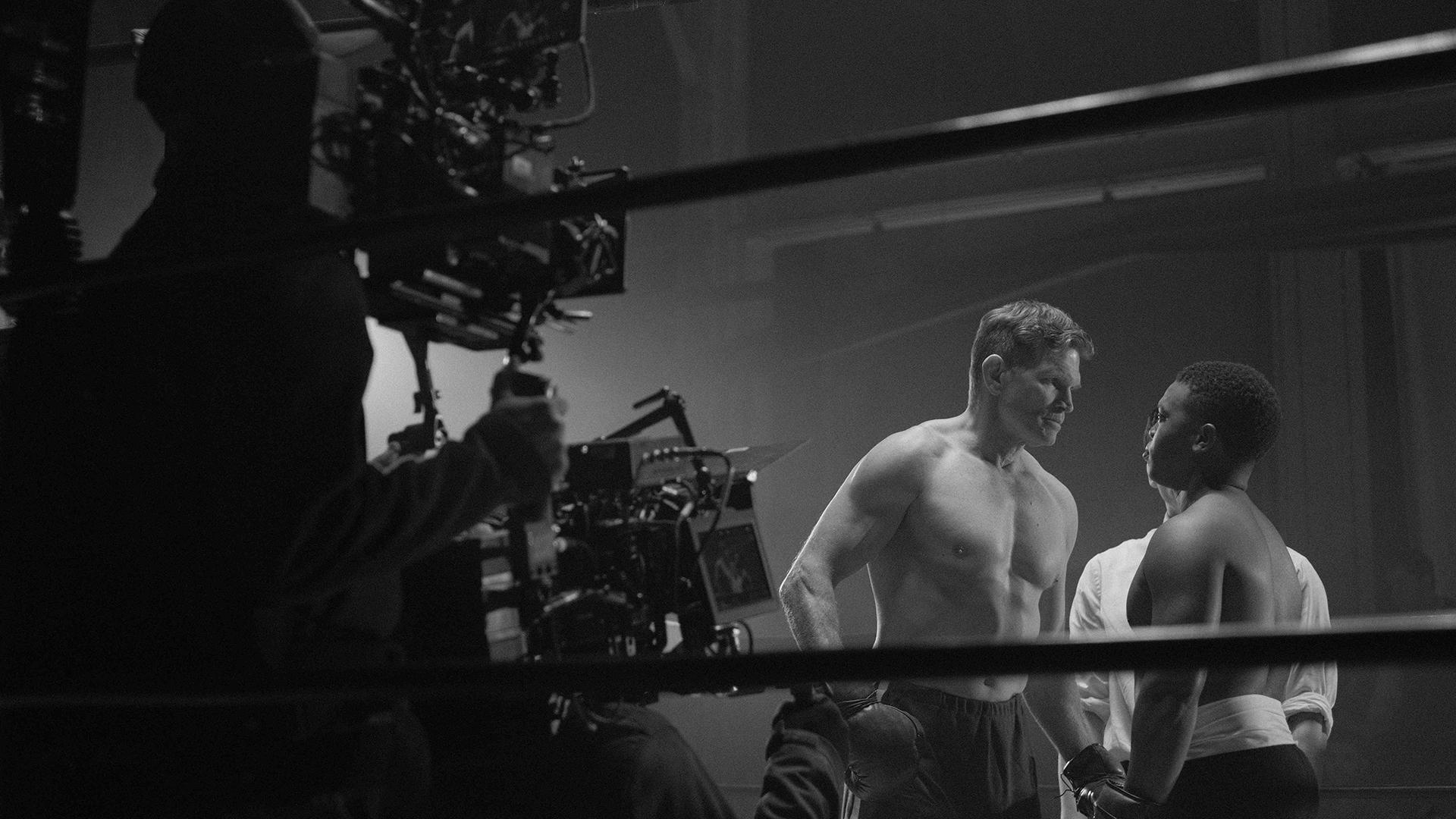 two men in the boxing ring, a movie scene